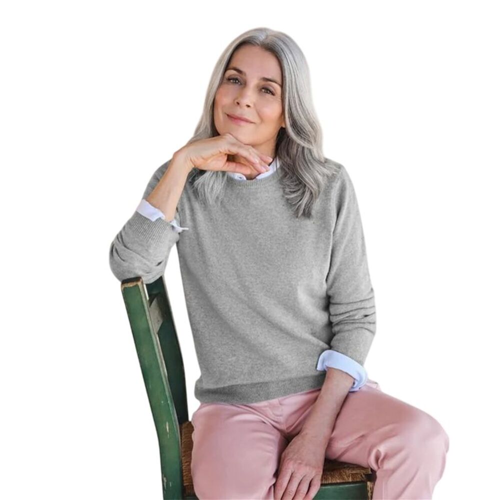 WoolOvers Womens/Ladies Cashmere Crew Neck Sweater / Marble
